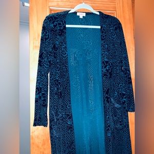 Insanely gorgeous Elegant Line LuLaRoe Sarah.  Beautiful teal/black with velour